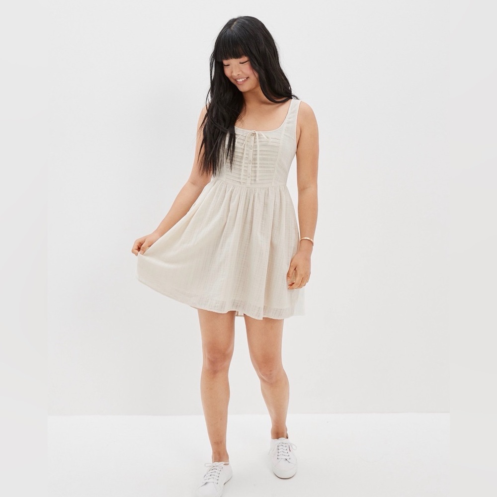 American Eagle Outfitters Pintuck Mini Dress – Cream – XL